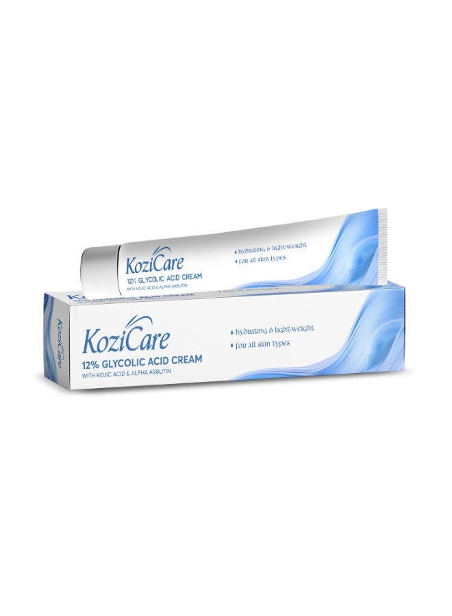 Kozicare Glycolic Acid Face Cream 12% | Anti Wrinkles & Anti Ageing | Daily Moisturizer And Skin Brightener | Brightening Skin Cream For Women & Men | For All Skin Type- 15gm - Image 1
